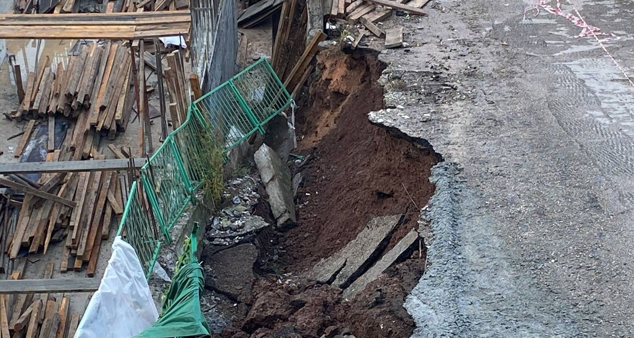 İstinat duvarı çökmüştü hasarın boyutu ortaya çıktı